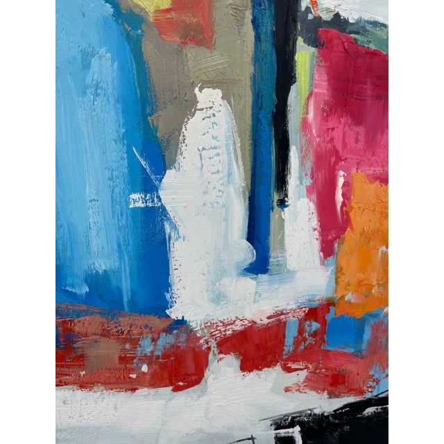 Blue Contemporary Abstract Original Oil Painting For Sale - Image 8 of 12