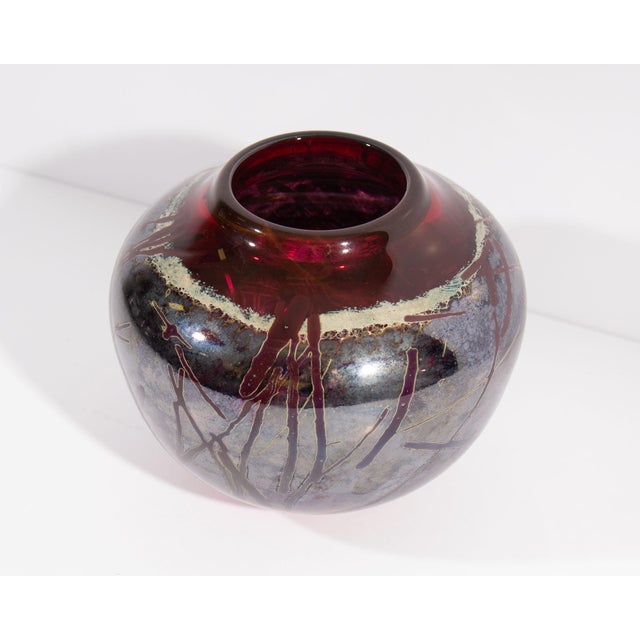 Mark Fowler Signed 1987 Art Glass Vase For Sale - Image 4 of 8