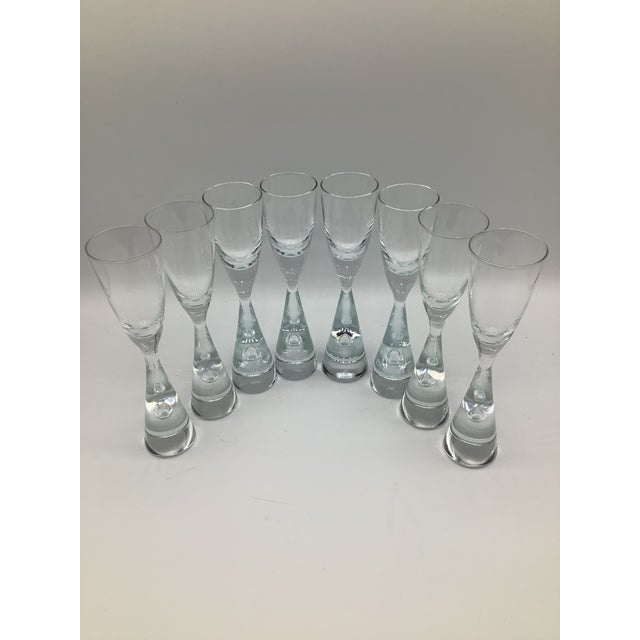 Transparent 50’s Holmegaard Denmark Princess Teardrop Crystal Cordial Flutes by Bent Severin - Set of 8 For Sale - Image 8 of 9