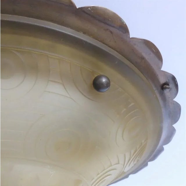 Art Deco Glass Ceiling Lamp, 1930s For Sale - Image 4 of 15
