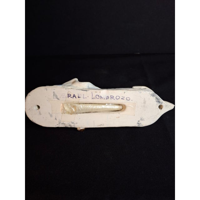 Vintage Israel Lombrozo Studio Ceramic Mezuzah Case Fiddler on Roof Clay Judaica For Sale - Image 9 of 12