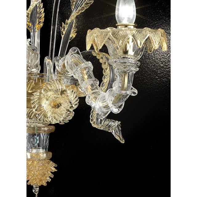 Glass Italian Ca Rezzonico with Gold Flowers and Leaves Murano Glass by Simoeng For Sale - Image 7 of 9