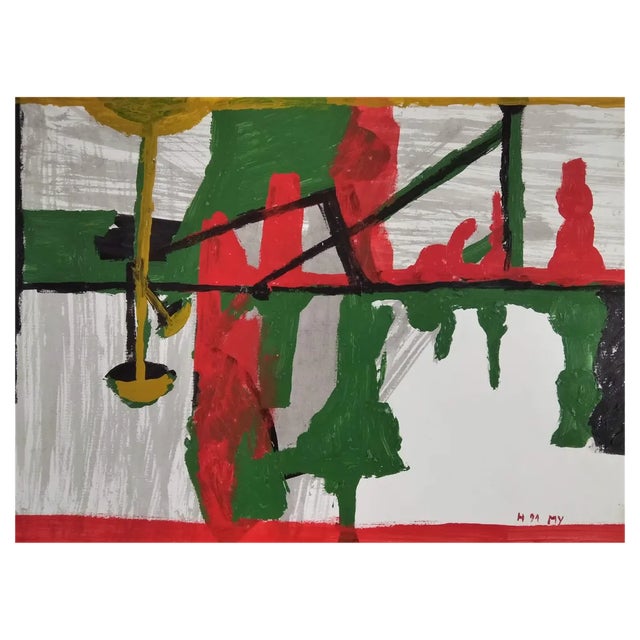 Miguel Ybanez, Composition, 1991, Mixed Media on Paper For Sale