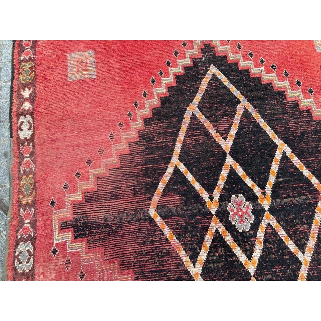 Black Long Moroccan Tribal Rug, 1940s For Sale - Image 8 of 18
