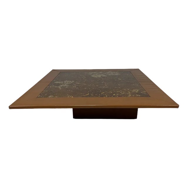 Large Leather Living Room Table, 1960s For Sale