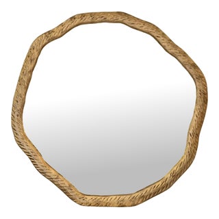 Matthew Izzo Home Cadence Textured Antique Brass Round Wall Mirror For Sale