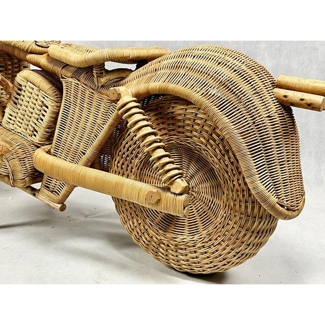 1980s Full Size Wicker & Bamboo Harley Davidson Motorcycle attributed to Tom Dixon for Habitat, 1980s For Sale - Image 5 of 15