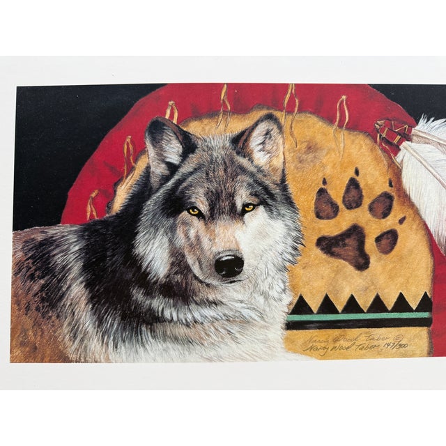 1990s 1991 Nancy Wood Taber "Pathfinder" Wolf Signed Numbered Native American Print For Sale - Image 5 of 5