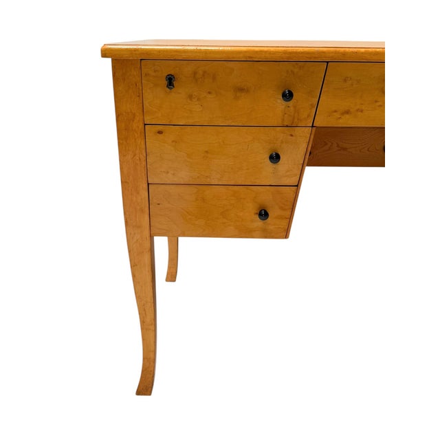 Art Deco Swedish Desk in Birdseye Maple, 1940s For Sale - Image 9 of 14