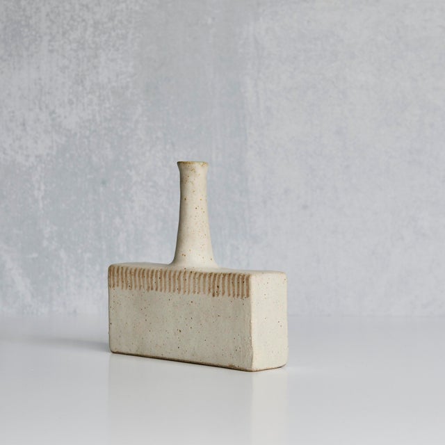Rare and highly collectible mid-century modern soliflore bud vase by the legendary Italian ceramicist Bruno Gambone...