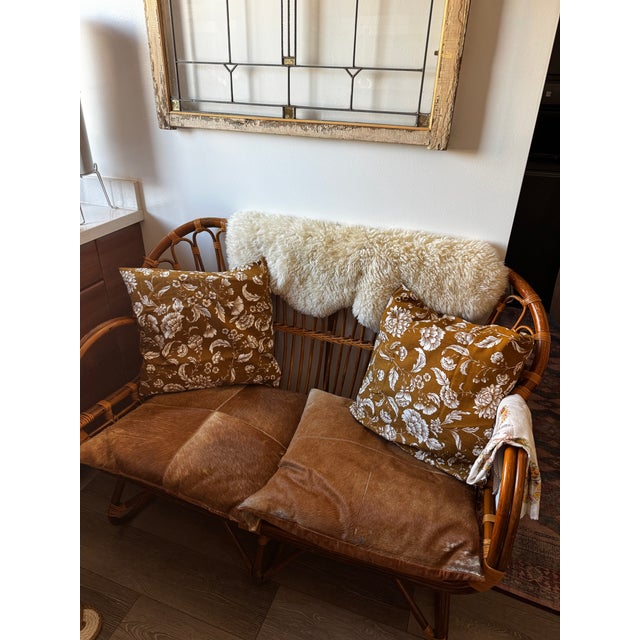 Coastal Vintage Ratan Loveseat in the Style of Franco Albini For Sale - Image 3 of 5