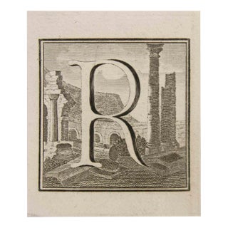 Luigi Vanvitelli, Letter R, Etching, 18th Century For Sale