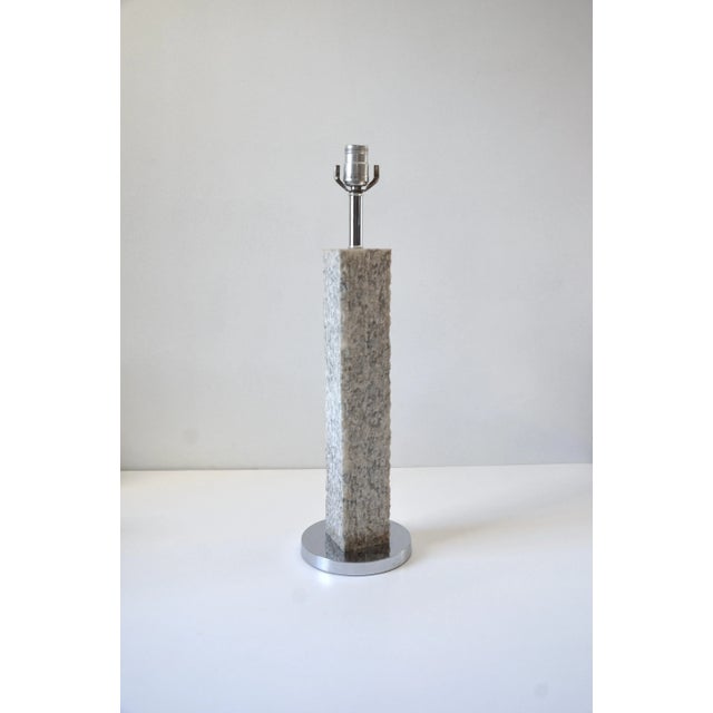 A simple minimalist modern white marble table lamp in the manner of those by Walter Von Nessen. A substantial and very...