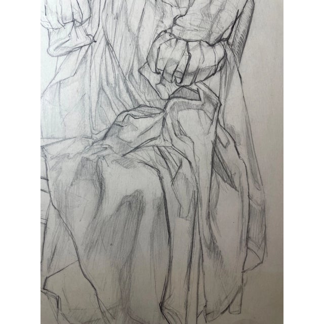 Original 1949 Vintage E. Meyer Dress Clothing Study Pencil Drawing Illustration For Sale - Image 10 of 16