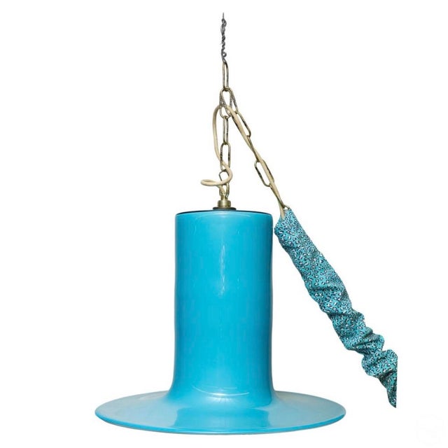 Modern 1960's Turquoise Lattimo Pendant Lamp by Alessandro Pianon for Vistosi For Sale - Image 3 of 7