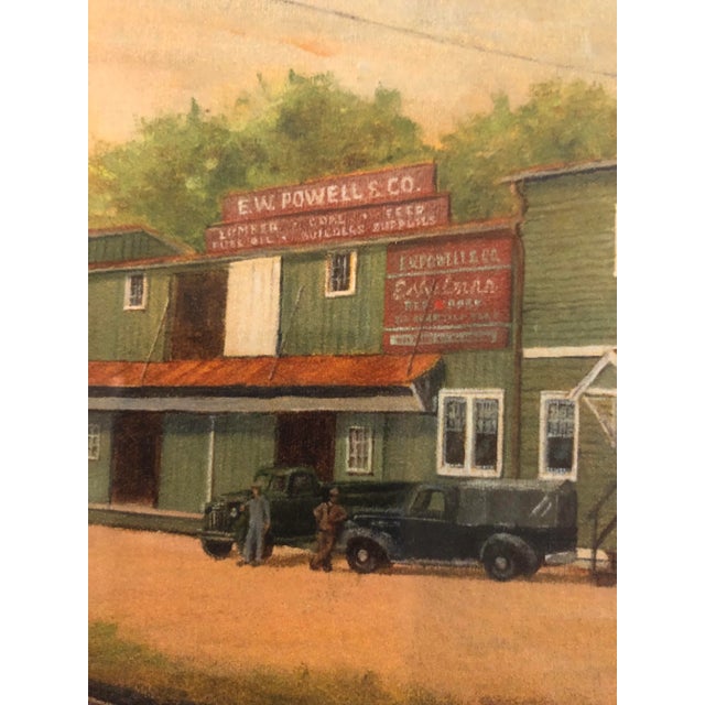 Figurative Colorful Print of a Steam Locomotive in the Station For Sale - Image 3 of 10