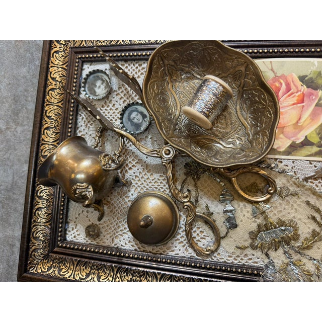 1980s Vintage Framed Brass Assemblage Wall Decor For Sale - Image 5 of 16