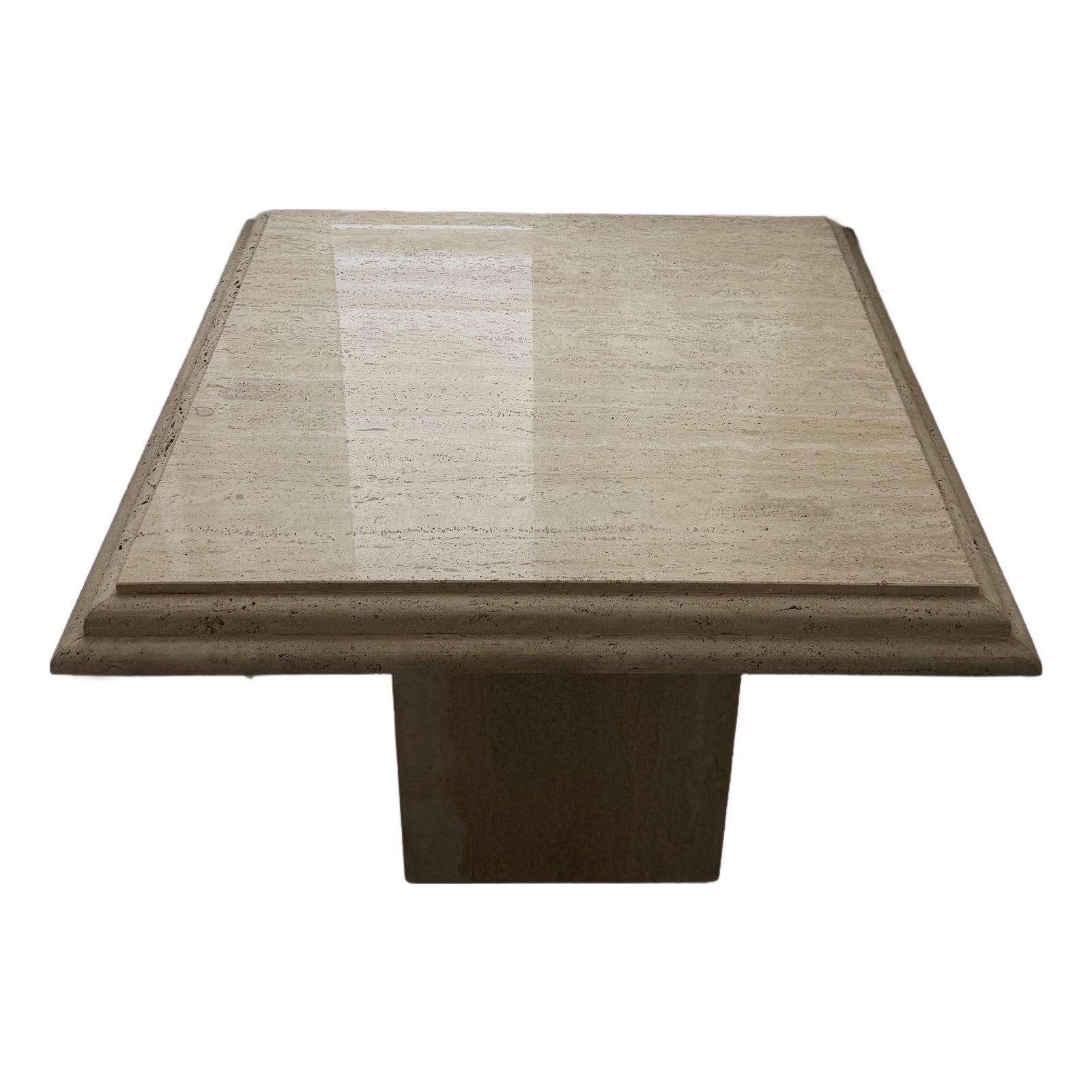 1980s Stone International Italy Travertine Pedestal Side Tables