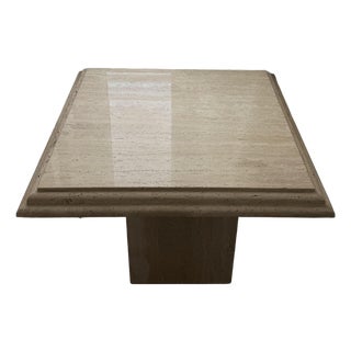 1980s Stone International Italy Travertine Pedestal Side Tables Set of 2 For Sale