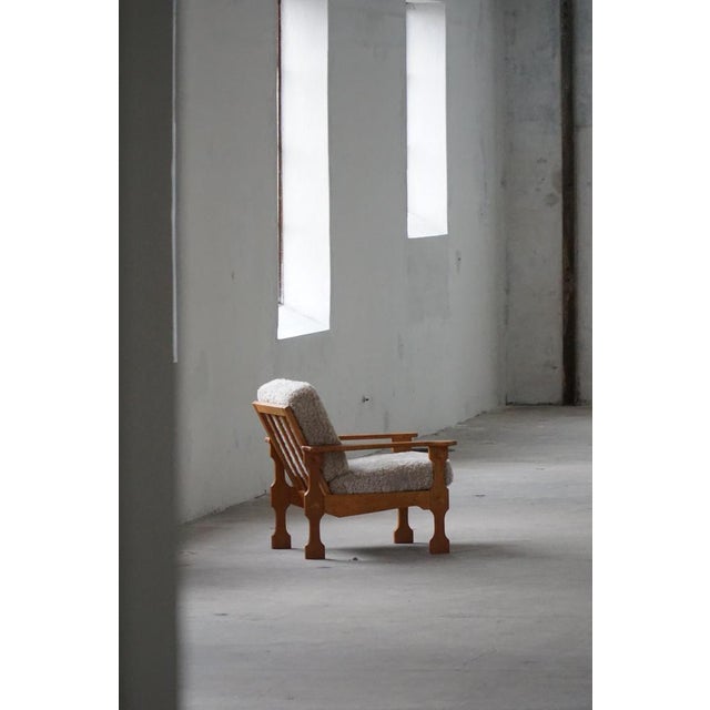 Danish Modern Lounge Chairs in Oak and Lambswool by Henning Kjærnulf, 1960s, Set of 2 For Sale - Image 6 of 18