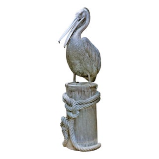 Late 20th Century Monumental Nautical Bronze Fountain of Pelican on Piling. For Sale