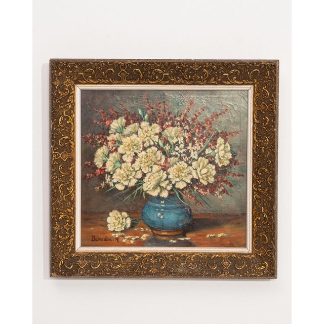 Early 20th Century Belgium Blue Canvas Painting For Sale In Greensboro - Image 6 of 15