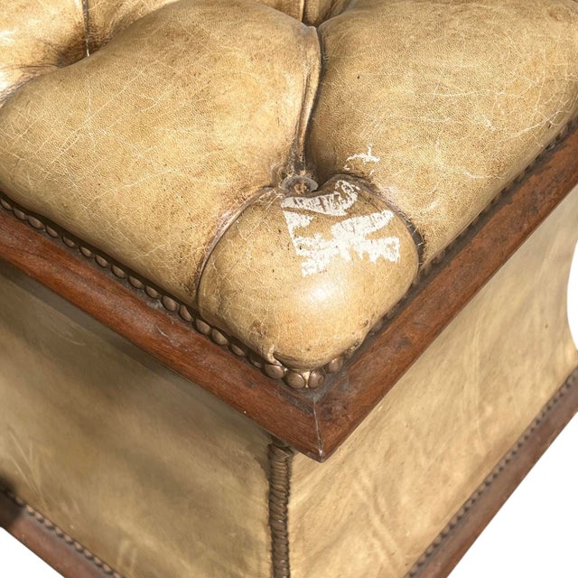 Victorian English Leather Upholstered Victorian Ottoman With Storage For Sale - Image 3 of 11