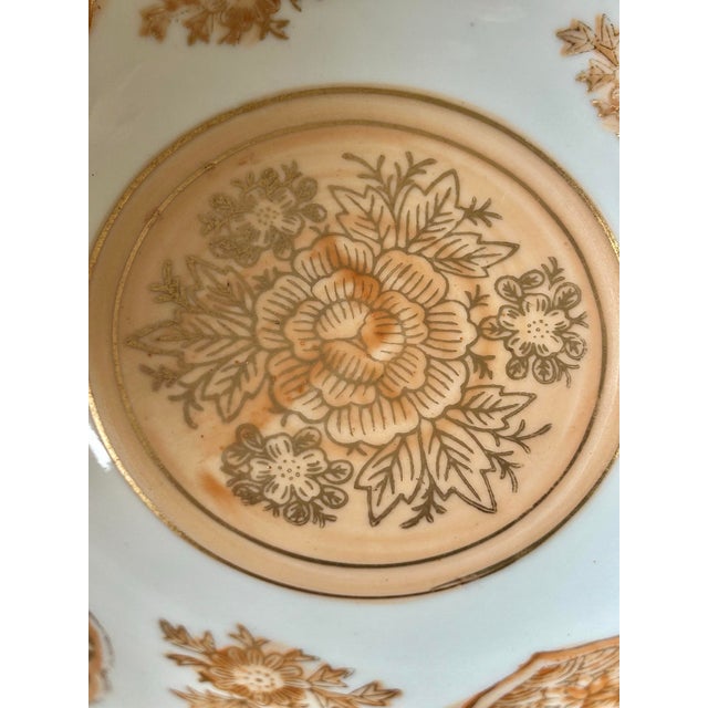 Ceramic Late 20th Century Andrea by Sadek Peach and Gold Imari Style Chinoiserie Bowl For Sale - Image 7 of 8