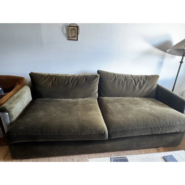 Crate & Barrel Crate & Barrel Lounge Deep Olive Green Sofa For Sale - Image 4 of 5
