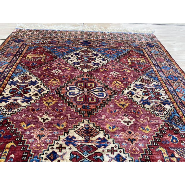 2000 - 2009 Berry Red Kazak Medallion Handmade Wool Rug 5x7 For Sale - Image 5 of 13