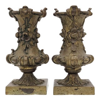 Circa 19th Century Brass Vases With Zinc Liners, a Pair For Sale