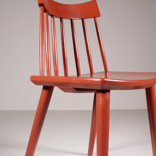 Vintage Scandinavian Red Chairs from Hagafors, Set of 4 For Sale - Image 5 of 13