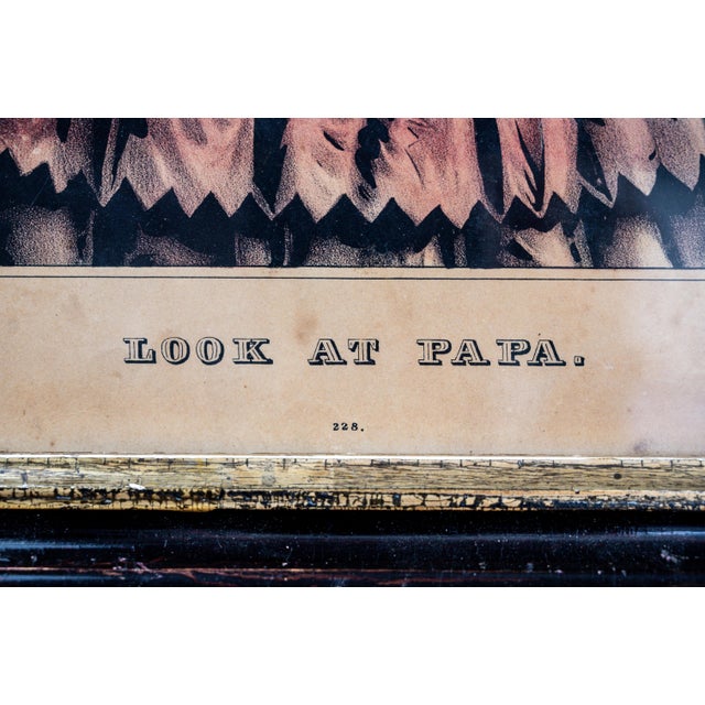 Victorian Original 19th Century Currier & Ives Hand Colored Lithographs – “Look at Papa” & “The Little Brothers” – Framed Pair For Sale - Image 3 of 9