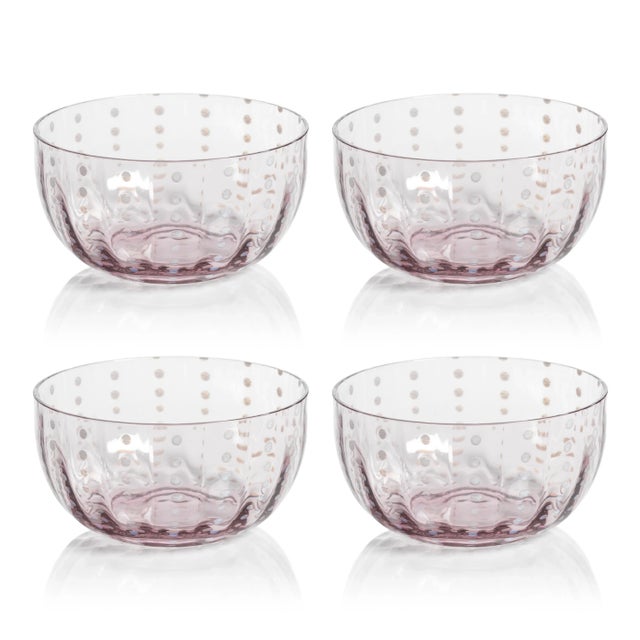 Pescara White Dot Condiment Glass Bowls - Purple, Set of 4 For Sale - Image 4 of 4