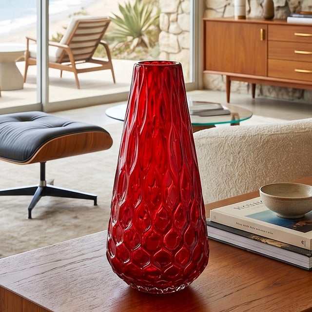 Mid-Century Modern Ruby Red Murano Glass Vase by Ca Dei Vetrai, 1960s For Sale - Image 6 of 7