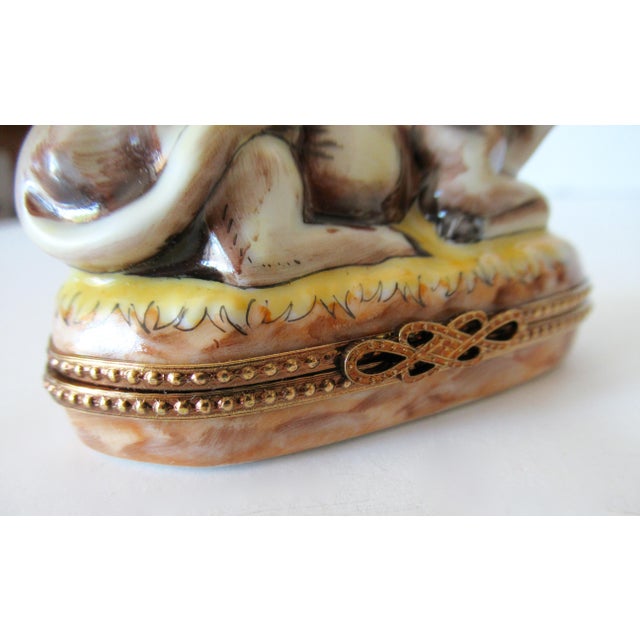 Limoges, France Rochard Hand-Painted Enamel "Longhorn Cow," Trinket Box For Sale - Image 11 of 15