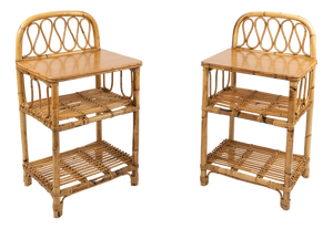 Mid-Century Bedside Tables in Bamboo and Rattan, Italy, 1960s, Set of 2