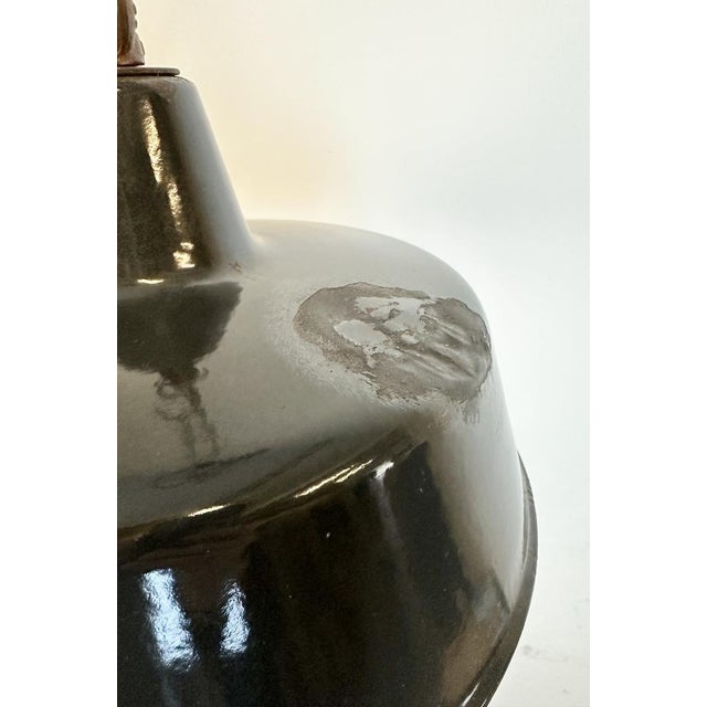 Black Industrial Black Enamel Pendant Lamp, 1950s For Sale - Image 8 of 18