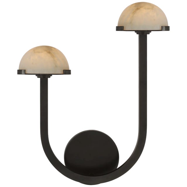 Modern Kelly Wearstler for Visual Comfort Signature Pedra Asymetrical Left Sconce in Bronze with Alabaster For Sale - Image 3 of 5