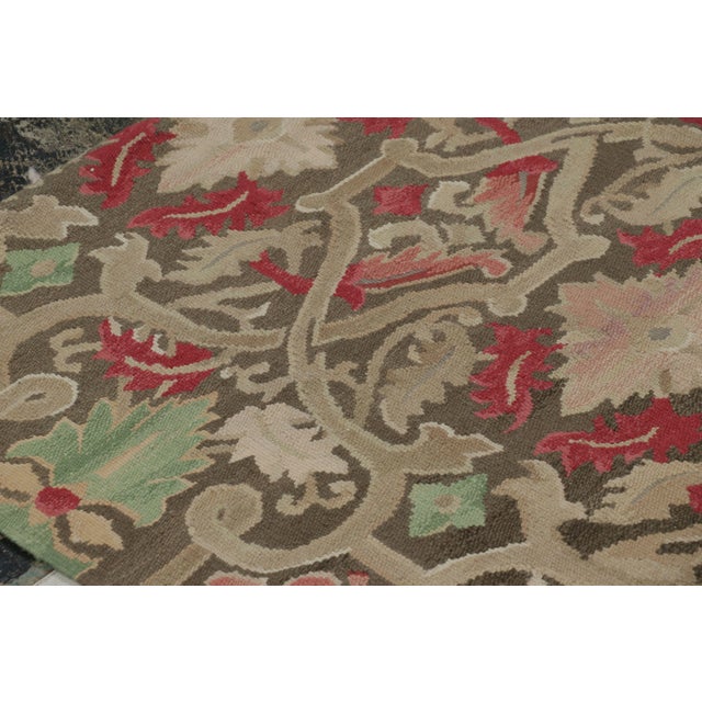 Rug & Kilim 18th Century Aubusson Style Inspired Design Brown Wool Runner by Rug & Kilim For Sale - Image 4 of 8