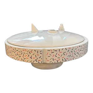 1980s Memphis Milano Style White Red and Black Ceramic Centerpiece by Mas