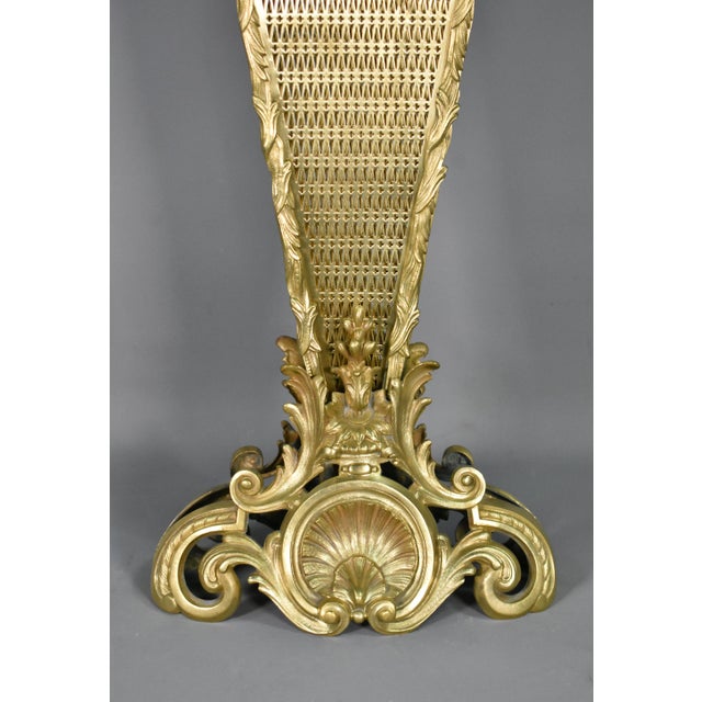 Metal French Louis XV-Transition Style Peacock Fan Shaped Fire Screen, 1890s For Sale - Image 7 of 16