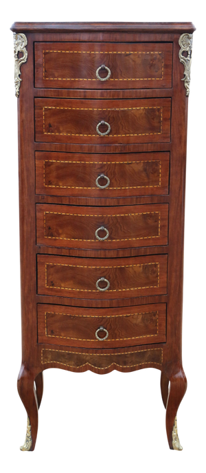 Mid-Century Burr Walnut Serpentine Wellington Chest of 6 Drawers, 1950s