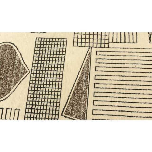 Textile Contemporary Art Deco Style Beige, Black, Gray Rug by Doris Leslie Blau For Sale - Image 7 of 8