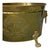 Vintage large oval cachepot featuring an intricately etched Asian-inspired scenic motifs, accented with decorative lion...