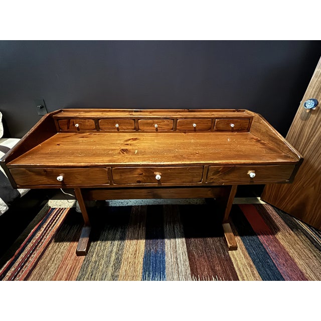 Mid 20th Century Vintage Writing Desk, Lotsa Drawers! | Chairish