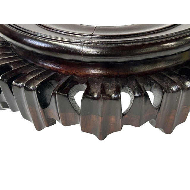5" Medium Brown Wood Round Open Pattern Display Stand Riser For Sale - Image 4 of 6