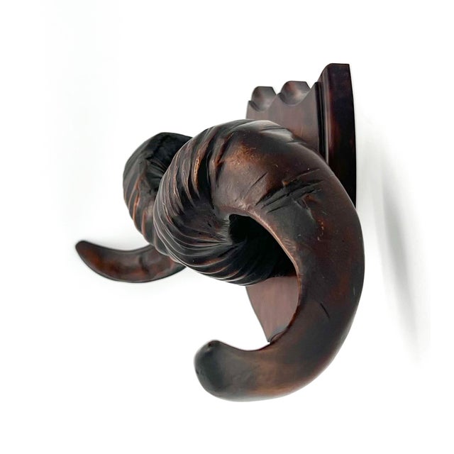 Arhaus Oversized Faux Ram Horn Wall Hanging Sculpture – Rustic Lodge • Western • Hunting Decor For Sale - Image 4 of 13