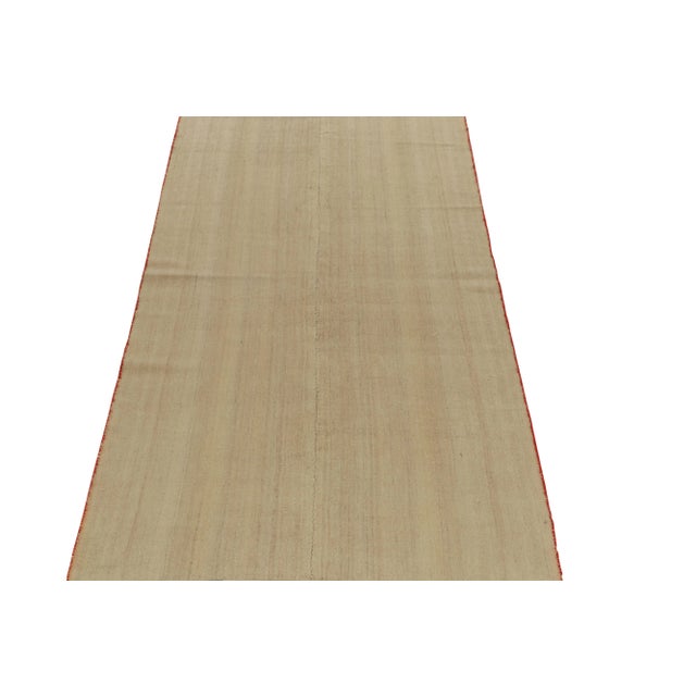 Traditional Vintage Plain Kilim in Beige-Brown Striations, Solid Hues For Sale - Image 3 of 7