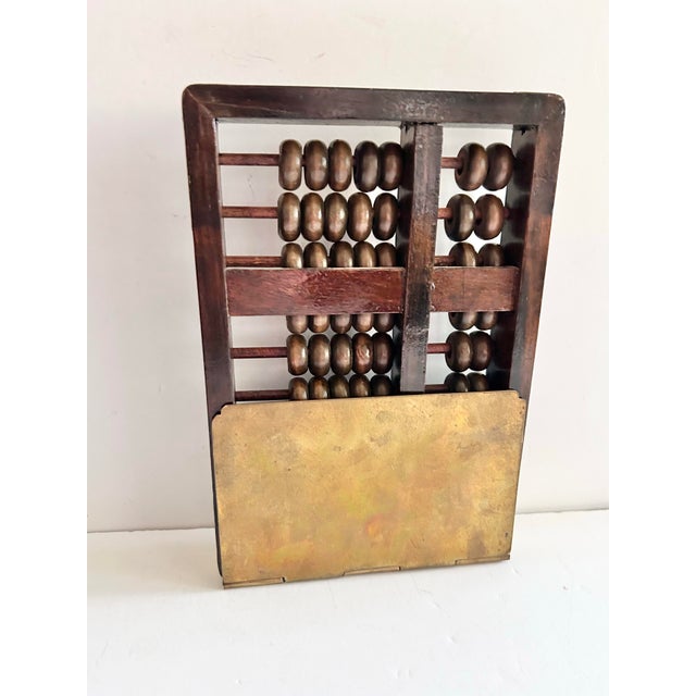 Wood Mid-Century Wood Abacus Bookend With Brass Base For Sale - Image 7 of 12